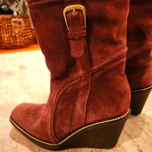 Cole Haan Brown Suede wedge boots
